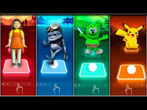Squid game VS Crazy Frog VS Gummy Bear VS Pikachu - Tiles Hop EDM Rush