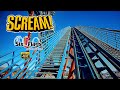2025 Scream Floorless Roller Coaster On Ride Front Row 4K POV Six Flags Magic Mountain