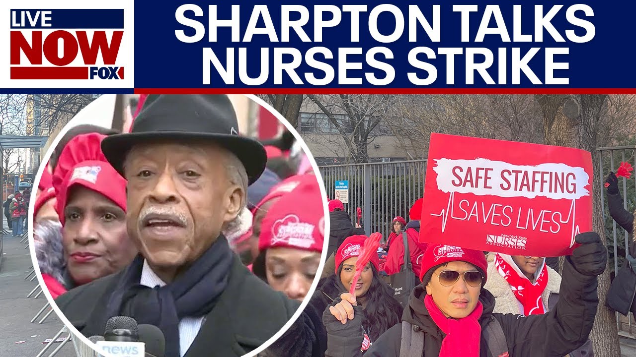 Rev. Al Sharpton stands with NYC nurses as strike continues