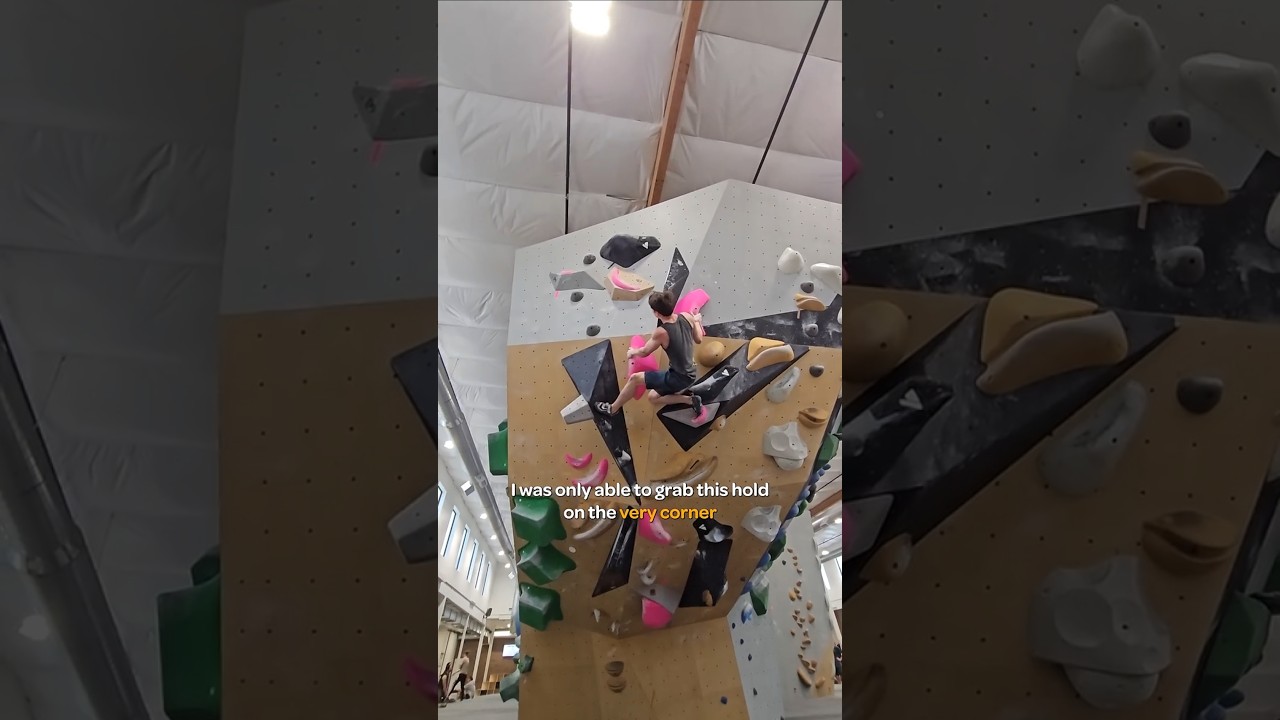 I worked hard for this Pink v9 - Edgeworks, BelRed #gymclimbing #bouldering #indoorclimbing