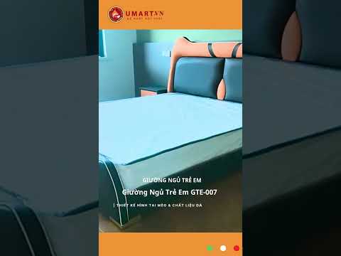 Giường Ngủ Trẻ Em GTE-007 | Thiết Kế Hình Tai Mèo & Chất Liệu Da Tẩy Mực An Toàn
