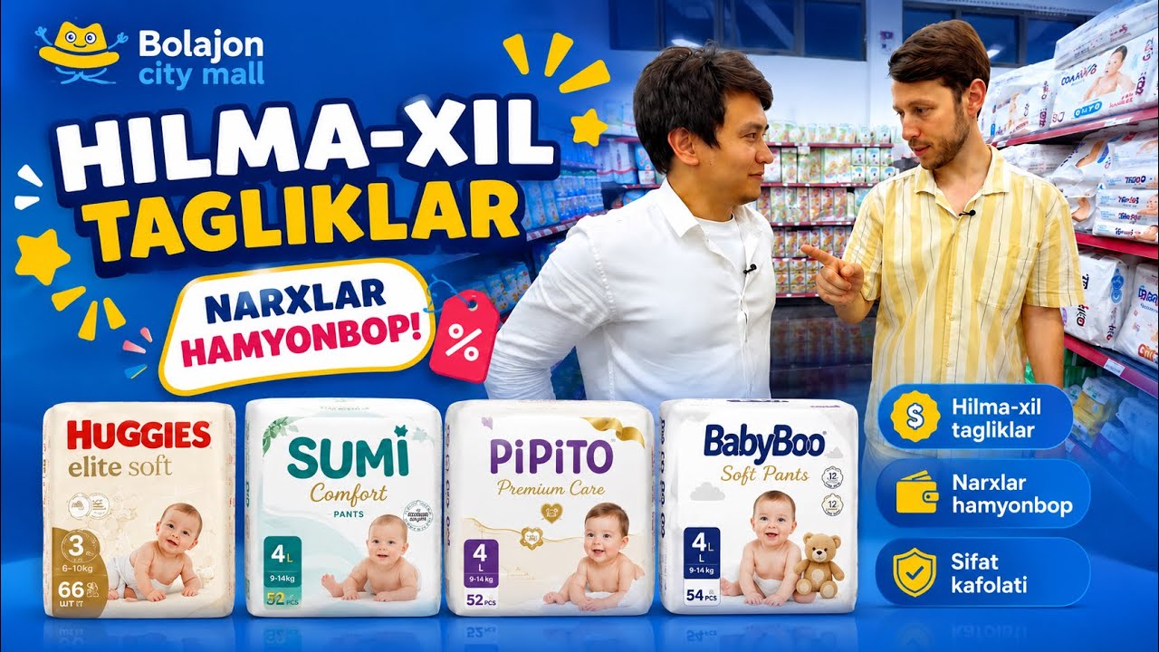 BOLAJON CITY MALL DA TAGLIKLAR HILMA-XIL🤯 NARXLAR INSOF BILAN QO’YILGAN💛