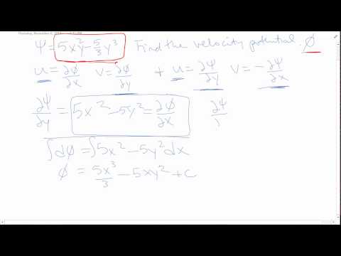 fluid mechanics prob 4 hmwk 11 stream function and velocity potential