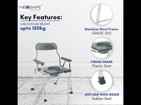 Foldable Fiber (Seat) SS Grey Jumbo Commode Chair