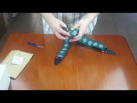 Pardo retro guitar strap model Green Cross, backing suede image 4