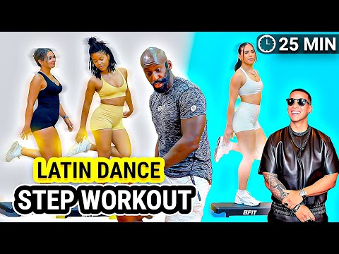 LATIN STEP AEROBICS WORKOUT FOR BEGINNERS | SALSA, MERENGUE, REGGAETON | FUN CARDIO | 25 MINUTES