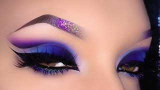 Sexy Arabic Spring Blue & Purple Cut Crease Makeup Tutorial