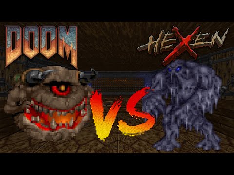 Pain Elemental vs Wendigo - CROSSOVER FIGHT - DOOM vs HEXEN Monster Infighting