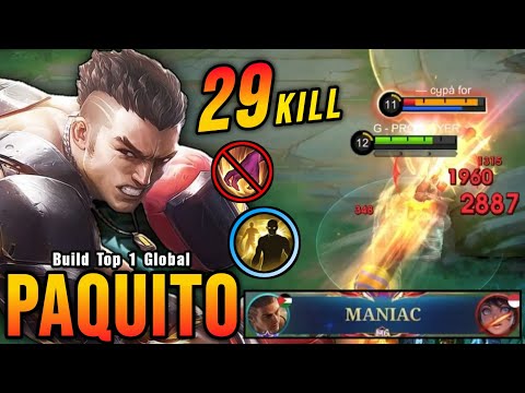 29 Kills + MANIAC!! Powerful Offlane Paquito Brutal DMG Build - Build Top 1 Global Paquito ~ MLBB
