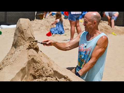 Video Thumbnail: Artists create giant sea animals from sand