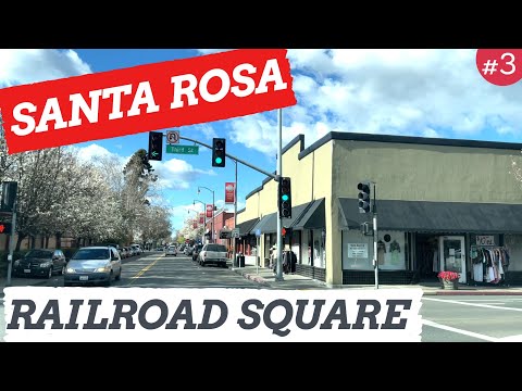 SANTA ROSA CALIFORNIA, Driving RAILROAD SQUARE Area, Dash Cam, Driving Touring Video, USA