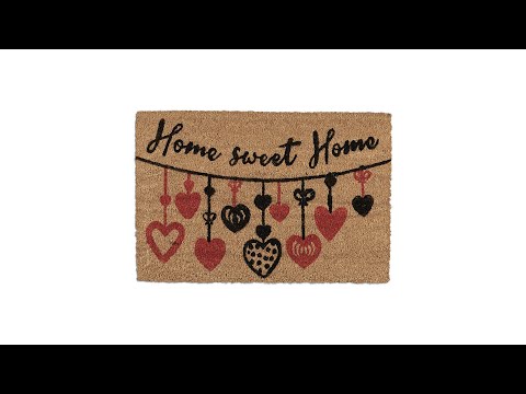 Kokos Fußmatte Home Sweet Home Schwarz - Braun - Rot - Naturfaser - Kunststoff - 60 x 2 x 40 cm