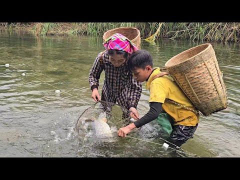 FULL VIDEO 25 days daily life highland boy khai and beautiful girl catching fish, fishing for sale