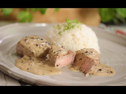 Finest pork fillet with homemade pepper sauce