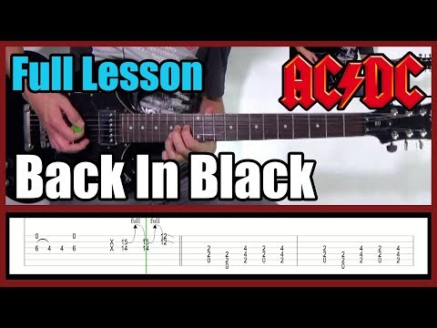 AC/DC BACK IN BLACK FULL LESSON WITH TABS | Rhythm guitar and solos