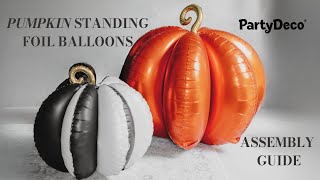 Stojící foliový balónek 3D černo-krémová dýně 58 cm