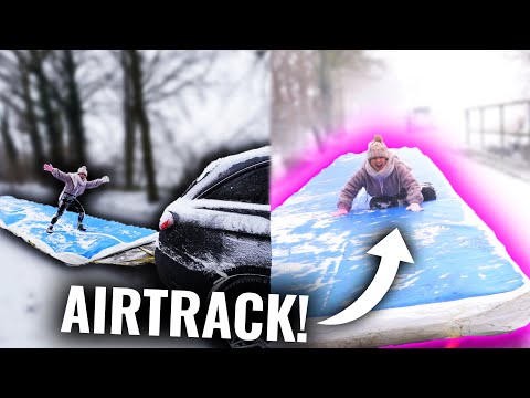 Attaching an XXL 10-meter Airtrack to a car! (extremely cold!🥶) || VLOG 395