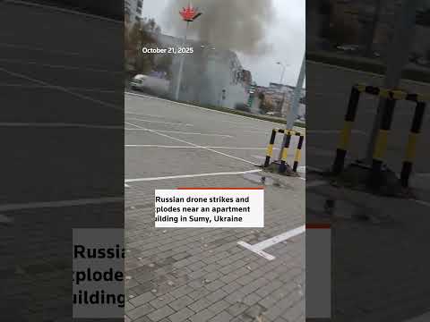 Russian drone strikes and explodes in Sumy attack