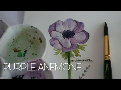 How to Paint Purple Anemone | Flower Painting | Watercolors Painting for Beginners
