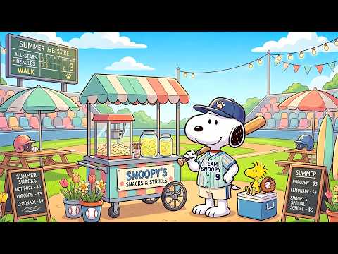 Snoopy’s Dreamy Summer Baseball Match 🧢⚾ Warm Summer Lofi & Sunny Vibes for Deep Relaxation 🎶