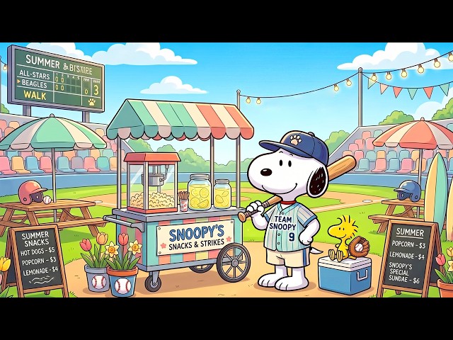 Snoopy’s Dreamy Summer Baseball Match 🧢⚾ Warm Summer Lofi & Sunny Vibes for Deep Relaxation 🎶 SDDEFAULT Thumbnail