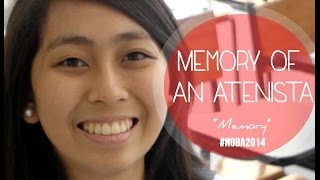 A woman smiling and facing the camera, with the words "Memory of an Atenista" overlaid.