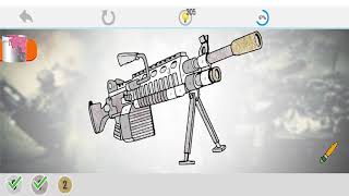 M249 SAW Machine Gun Coloring Pages - Weapons Glitter and Oil Paint By Number