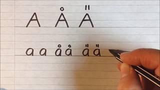 Skriva bokstaven A, Å och Ä.