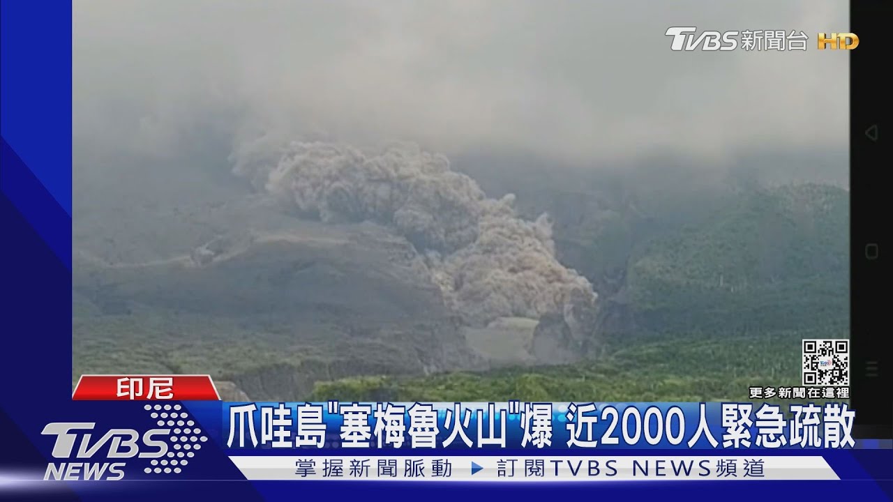 爪哇島最高峰「塞梅魯火山」噴發 日氣象廳一度警戒海嘯