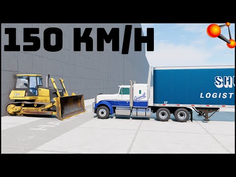 BULLDOZER vs TRAILER 20 TON! 150 Km/H CRASH TEST! - BeamNg Drive
