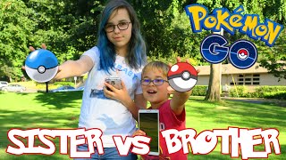 POKEMON GO CHALLENGE | SISTER vs BROTHER | WHO CAN CATCH THE MOST?!?!