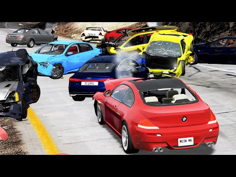 Massive Highway Car Pileups Crashes - BeamNG.Drive Crashes