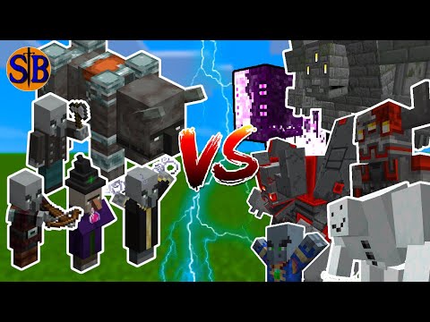 Raid Gang vs Crimson Steve more Mobs | Minecraft Mob Battle
