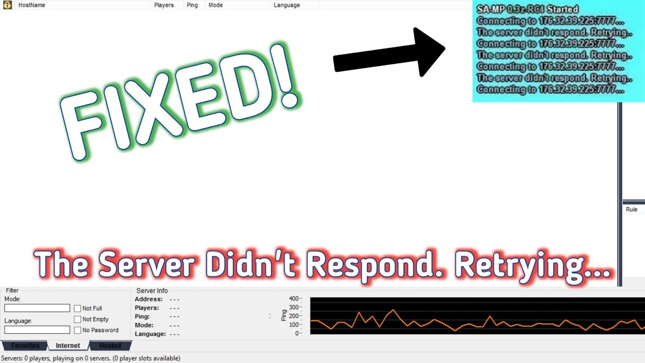 GTA SAMP - The Server Didn't Respond & 0 Players Issue Fix 2024 [English]