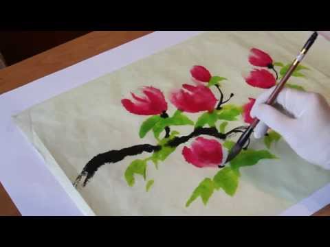 Как рисовать китайские, японские цветы - китайская живопись восточная живопись