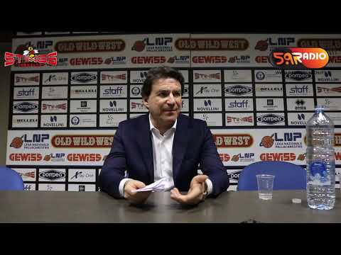 Post-partita Pompea Mantova - Allianz San Severo con coach Finelli, Clarke e Visconti