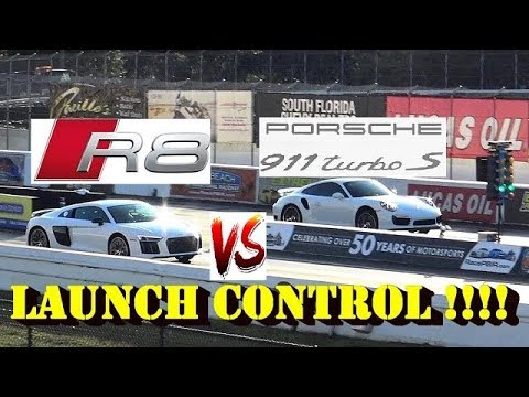 Porsche Turbo S 991 vs R8 V10 PLUS - LAUNCH CONTROL !! - Road Test®