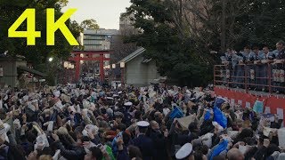 4K Spring time rituals setsubun Japanese festival Sumo wrestlers are invited Tokyo 富岡八幡宮 節分