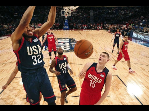 Kristaps Porzingis vs Karl-Anthony Towns Duel │World vs USA│BBVA Rising Stars│February 17,2017