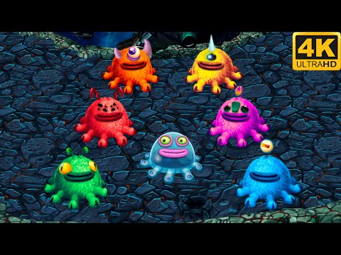 Prismatic Toe Jammer - all versions (My Singing Monsters: Dawn Of Fire) 4k