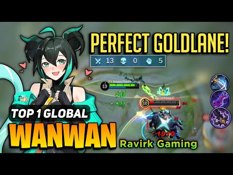 UNKILLABLE! Wanwan Perfect Gameplay [ Top 1 Global Wanwan Best Build ] By Ravirk Gaming  - MLBB