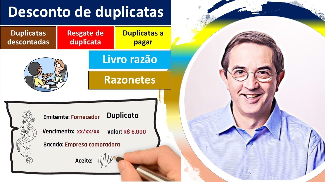 Desconto de duplicatas. Razonetes. Livro Razão. Registro do pagamento ou do não pagamento.