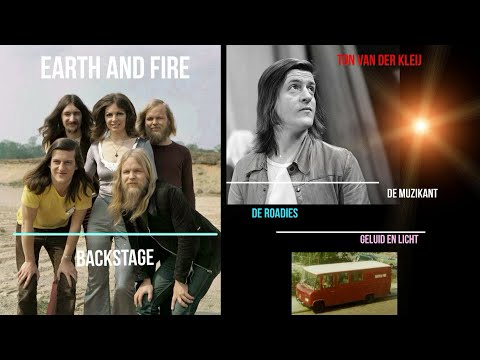 EARTH and FIRE  Backstage- De drummer en de roadies.