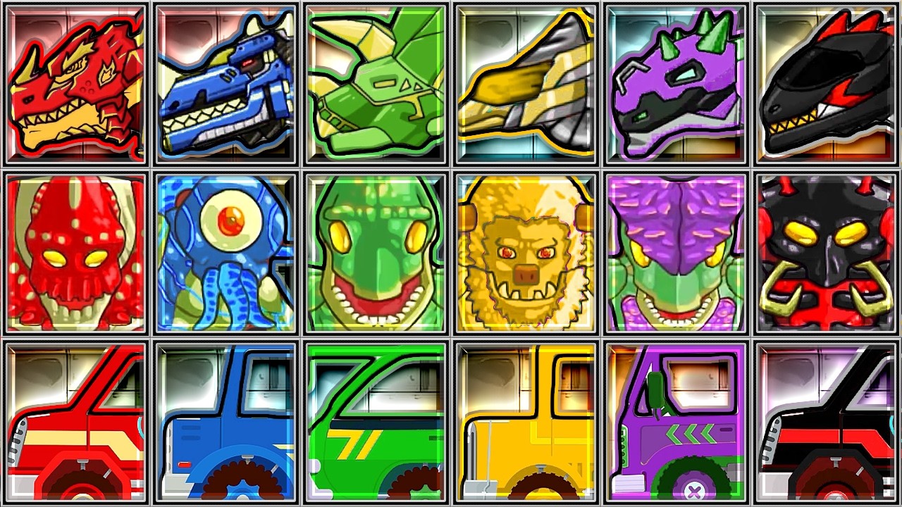 Assemble Monsters, Fire Truck Rescue, Dino Robot Corps: Tyrannosaurus Ceratosaurus Allosaurus Stego