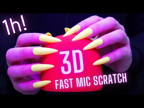 Asmr Fast and Aggressive Mic Scratching - Brain Scratching with Long Nails | No Talking for Sleep 1H