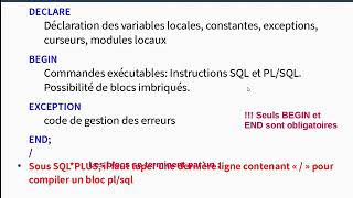 Bases de données : Cours PL/SQL. Variables, constantes, tableaux, Record, Contrôle du flux, boucles