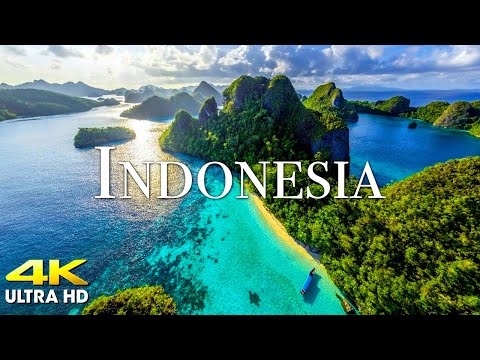 FLYING OVER INDONESIA (4K UHD) Amazing Beautiful Nature Scenery & Relaxing Music for Stress Relief