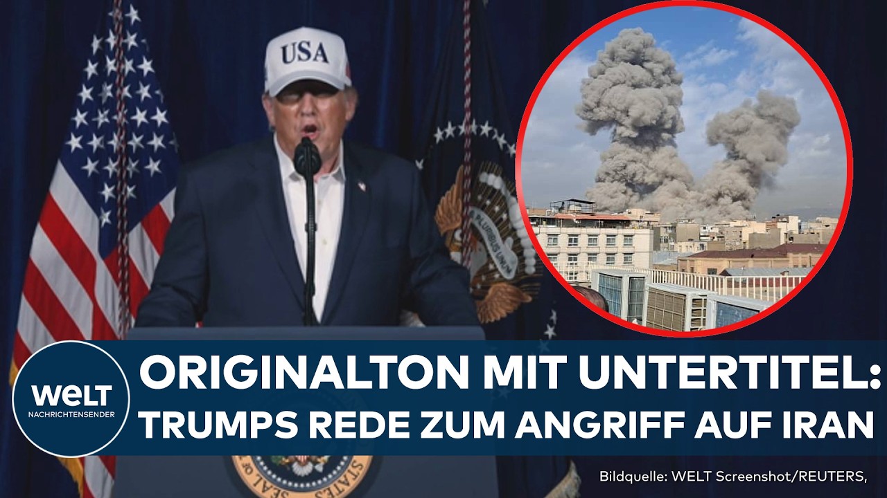 IM ORIGINAL MIT UNTERTITEL: Donald Trump erklärt in einer Rede die Angriffe auf den Iran