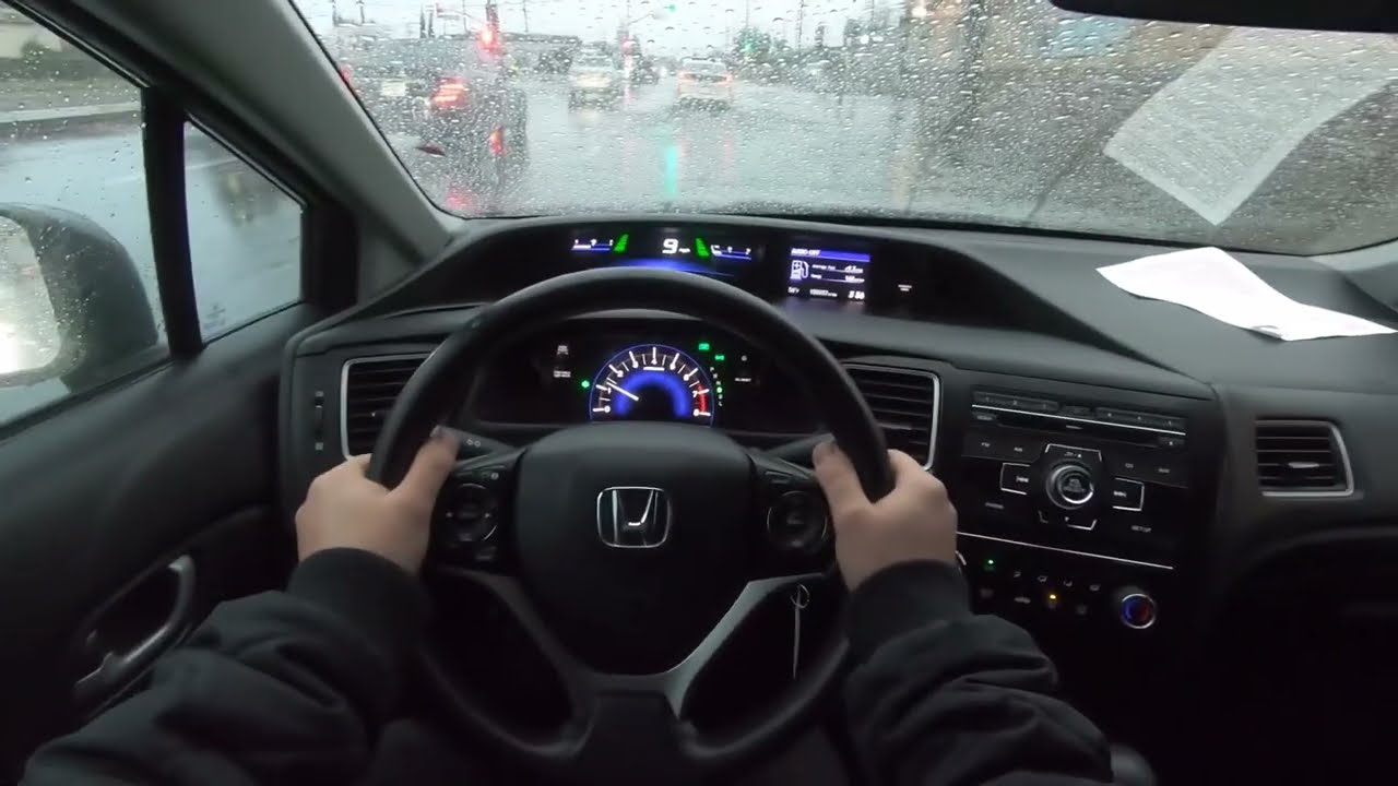 2014 Honda Civic LX POV ASMR Style Test Drive In The Rain ...