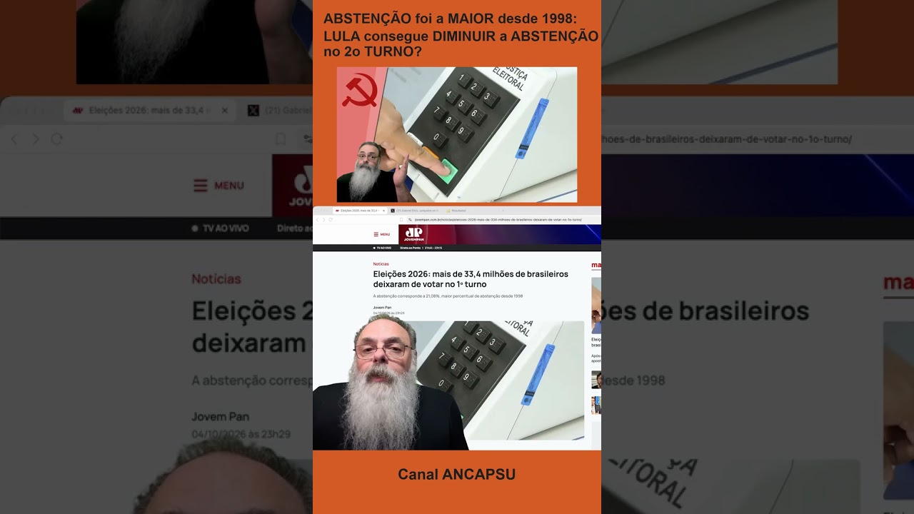 ABSTENÇÃO foi a MAIOR desde 1998: LULA consegue DIMINUIR a ABSTENÇÃO no 2o TURNO